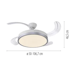 LED-Deckenventilator Kopta silber, CCT, Fernbed., Ø 107 cm