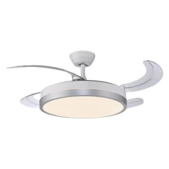 LED-Deckenventilator Kopta silber, CCT, Fernbed., Ø 107 cm