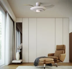 LED-Deckenventilator Kyoto, weiß, DC, leise, CCT, 106 cm