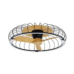 LED-Deckenventilator Nature, CCT App schwarz/buche