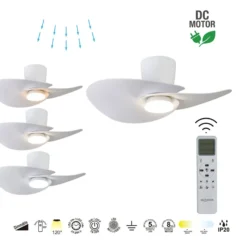 LED-Deckenventilator Nenufar, weiß, DC, leise, CCT, 74 cm
