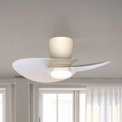 LED-Deckenventilator Nenufar, weiß, DC, leise, CCT, 74 cm