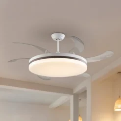 LED-Deckenventilator Vento weiß/bronze/klar, Ø 150 cm leise