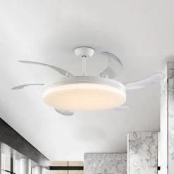 LED-Deckenventilator Vento weiß/klar, DC Ø 150 cm leise