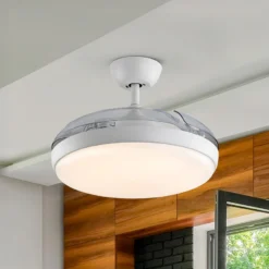 LED-Deckenventilator Venturi weiß/klar DC, Ø 106 cm leise