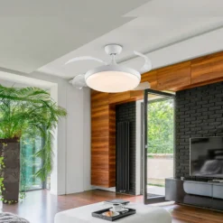 LED-Deckenventilator Venturi weiß/klar DC, Ø 106 cm leise