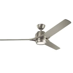 LED-Deckenventilator Zeus dreiflügelig, nickel gebürstet