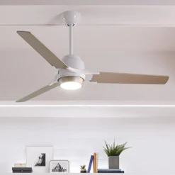 LED-Deckenventilator Zeus dreiflügelig weiß-silber