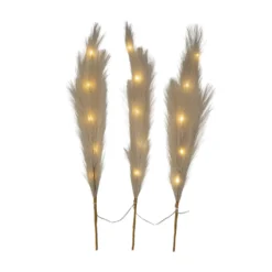 LED-Dekofeder Plumes, beige, 3 Zweige, 15-flg., Polyester