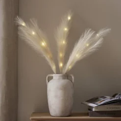 LED-Dekofeder Plumes, beige, 3 Zweige, 15-flg., Polyester