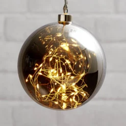 LED-Dekokugel Glow aus Glas, Ø 15 cm rauchgrau