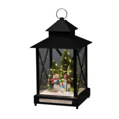 LED-Dekolaterne Schneemänner schwarz IP44 42cm