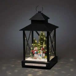 LED-Dekolaterne Schneemänner schwarz IP44 42cm