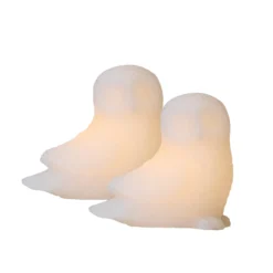 LED-Dekoleuchte Ellen Owl aus Wachs, 2er-Set
