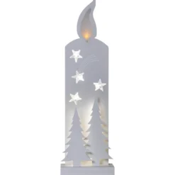 LED-Dekoleuchte Grandy, Kerze und Tannen, 50 cm