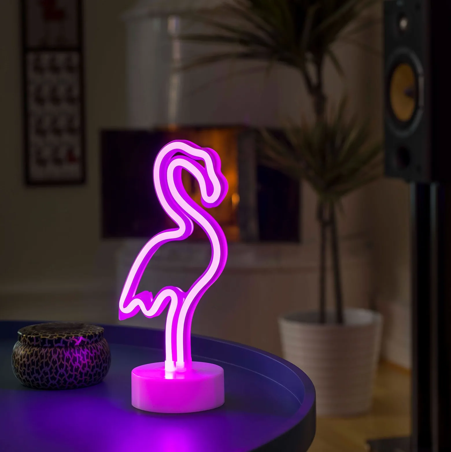 LED-Dekorationsleuchte Flamingo, batteriebetrieben