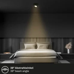 LED-Einbauleuchte Desi, schwarz, Ø9cm, dimmbar, 3000K