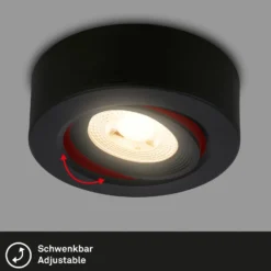 LED-Einbauleuchte Desi, schwarz, Ø9cm, dimmbar, 3000K