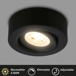 LED-Einbauleuchte Desi, schwarz, Ø9cm, dimmbar, 3000K