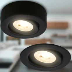 LED-Einbauleuchte Desi, schwarz, Ø9cm, ein/aus, 3000K