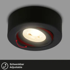 LED-Einbauleuchte Desi, schwarz, Ø9cm, ein/aus, 3000K