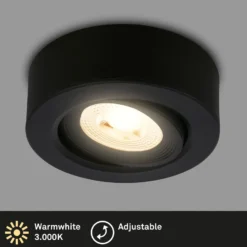 LED-Einbauleuchte Desi, schwarz, Ø9cm, ein/aus, 3000K