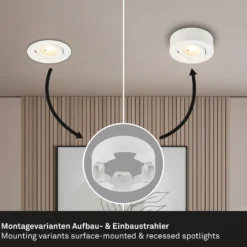 LED-Einbauleuchte Desi, weiß, Ø9cm, ein/aus, 3.000 K