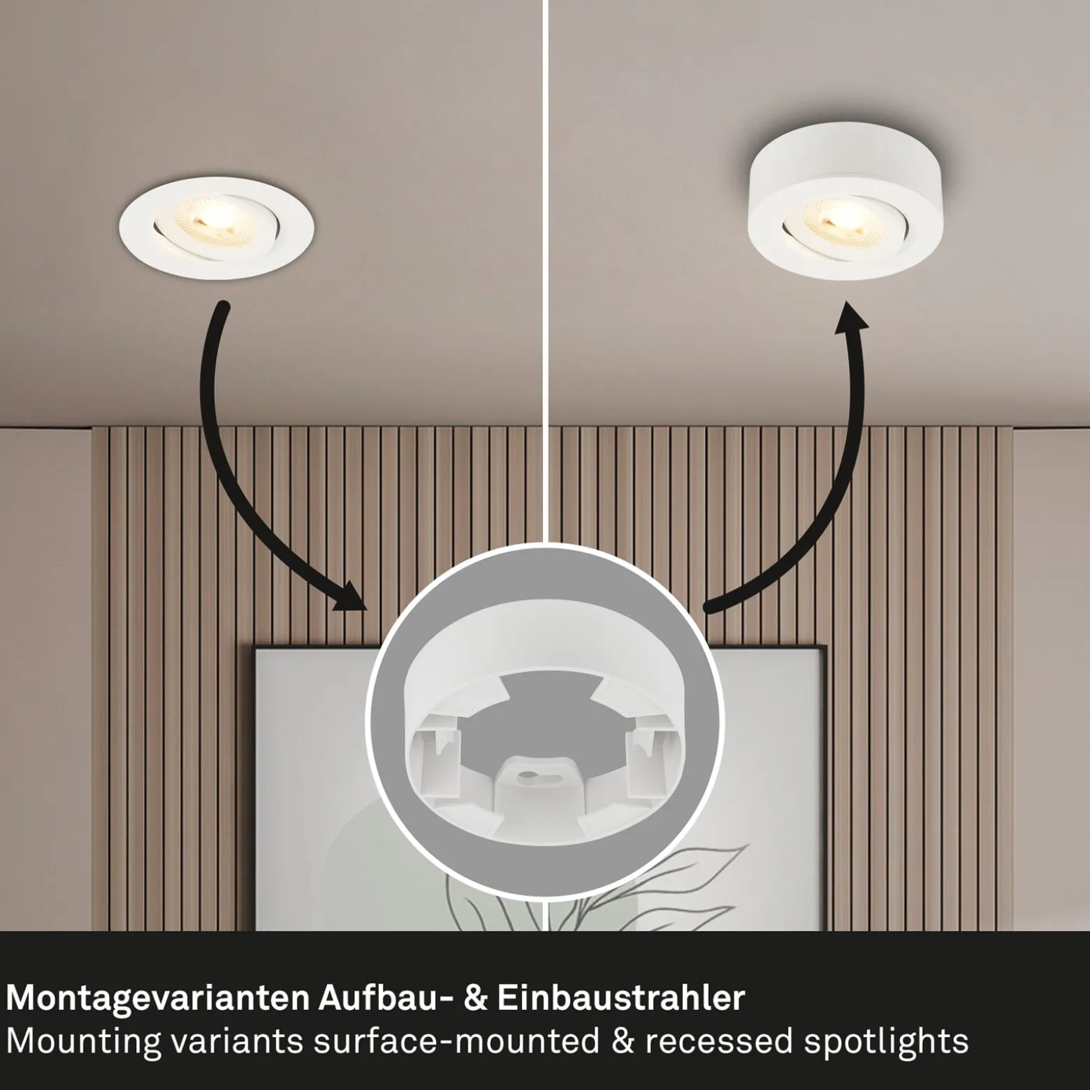 LED-Einbauleuchte Desi, weiß, Ø9cm, ein/aus, 3.000 K
