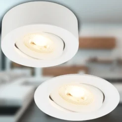 LED-Einbauleuchte Desi, weiß, Ø9cm, ein/aus, 3.000 K