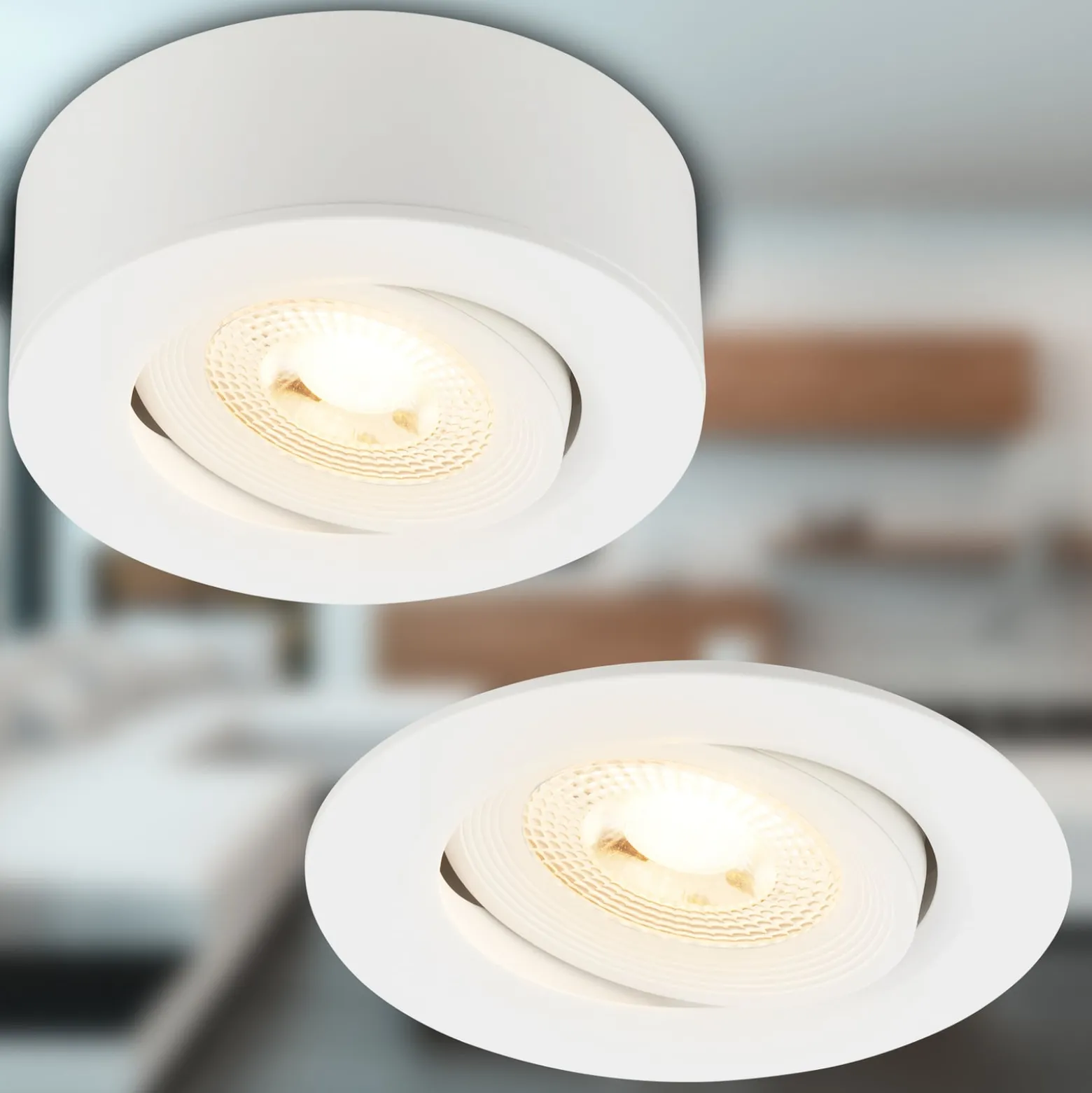 LED-Einbauleuchte Desi, weiß, Ø9cm, ein/aus, 3.000 K