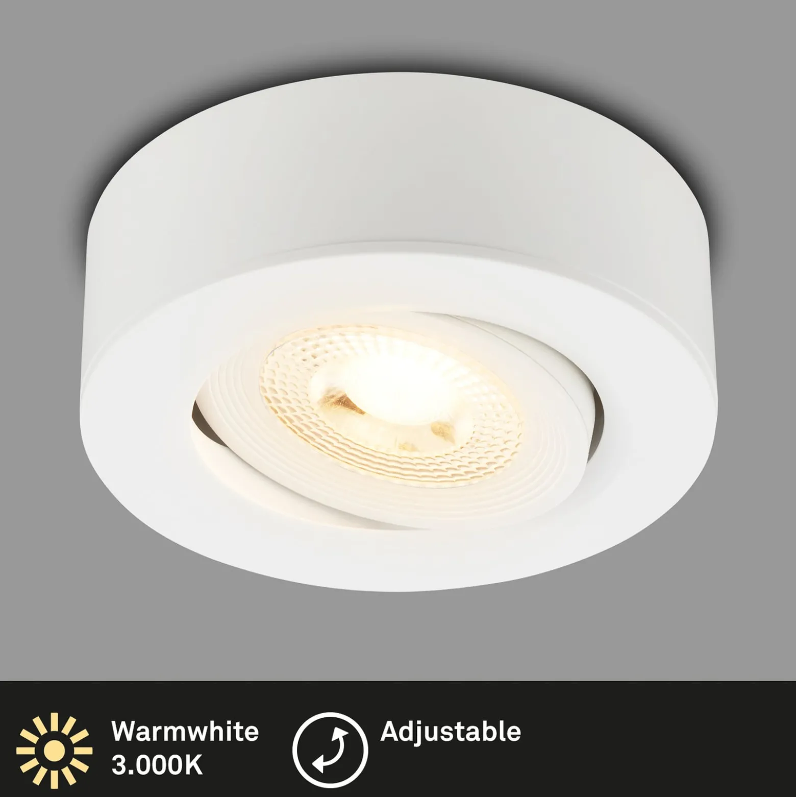 LED-Einbauleuchte Desi, weiß, Ø9cm, ein/aus, 3.000 K