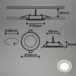 LED-Einbauleuchte Gima, chrom matt, 3.000 K, 3er-Set