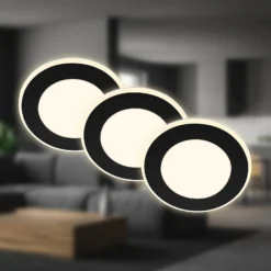 LED-Einbauleuchte Gima, schwarz, 3.000 K, 3er-Set