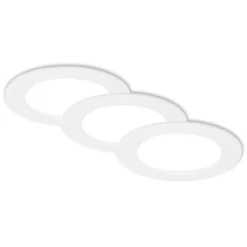 LED-Einbauleuchte Jeft, Ø12cm, weiß, 3er-Set, ein/aus, starr