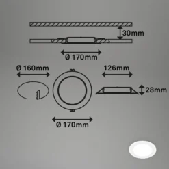 LED-Einbauleuchte Jeft, Ø 17 cm, weiß, 4000K, nicht dimmbar
