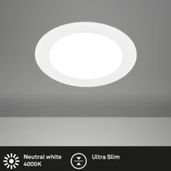 LED-Einbauleuchte Jeft, Ø 22 cm, weiß, 4000K, nicht dimmbar