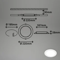 LED-Einbauleuchte Jeft, Ø 22 cm, weiß, 4000K, nicht dimmbar