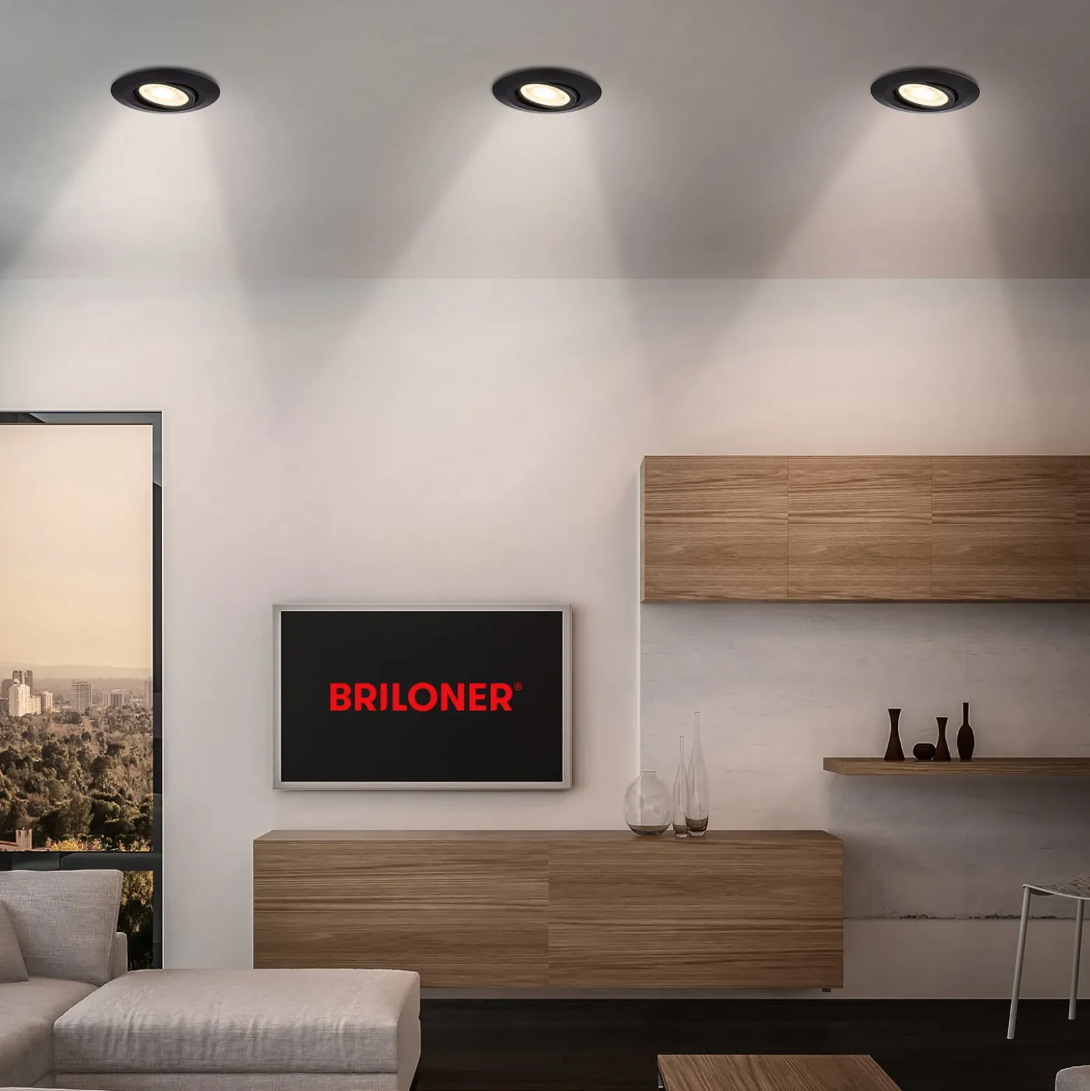 LED-Einbauleuchte Klira, schwarz, Ø 9 cm, schwenkbar, 3er