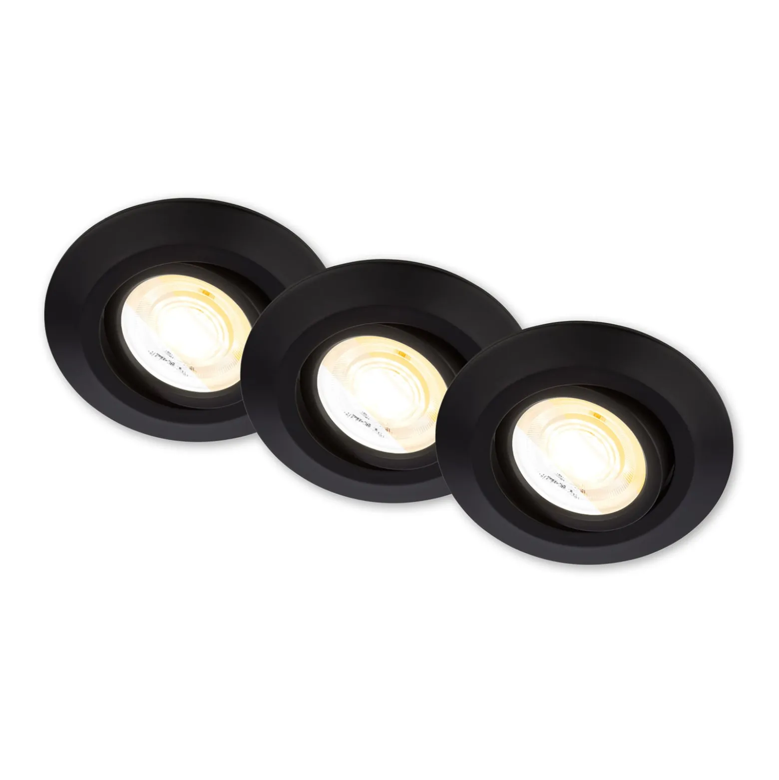 LED-Einbauleuchte Klira, schwarz, Ø 9 cm, schwenkbar, 3er