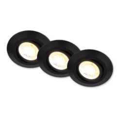 LED-Einbauleuchte Klira, schwarz, schwenkbar, dimmbar, 3er