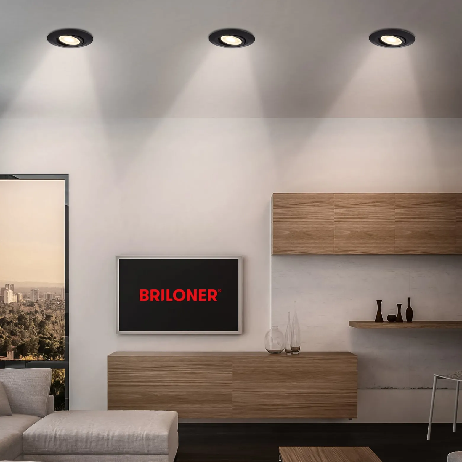 LED-Einbauleuchte Klira, schwarz, schwenkbar, dimmbar, 3er