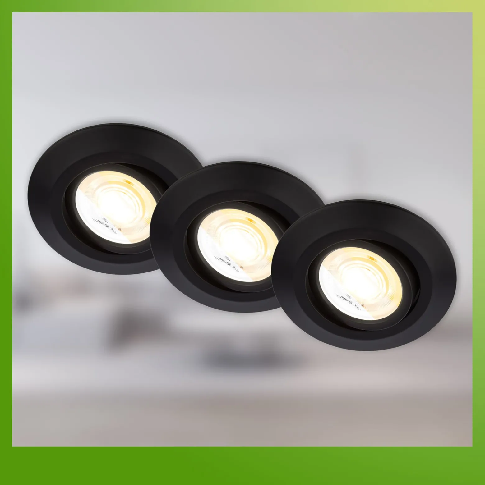 LED-Einbauleuchte Klira, schwarz, schwenkbar, dimmbar, 3er