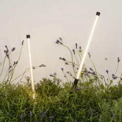 LED-Erdspießlampe Bambou 1068, schwarz, Alu/Glas, Höhe 80 cm
