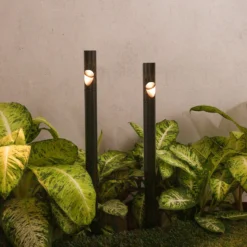 LED-Erdspießlampe Bezel, schwarz, Aluminium, Höhe 60 cm