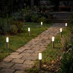 LED-Erdspießlampe 3925032 12V 3x-Starterset Edelstahl Ø 4 cm