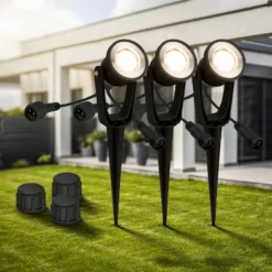 LED-Erdspießspot 3919035 12V 3er-Erweiterung, schwarz Ø 5 cm