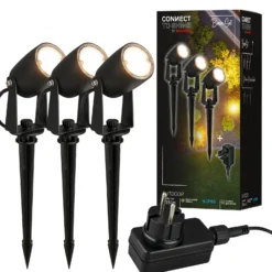 LED-Erdspießspot 3927035 12 V 3er-Starterset, schwarz Ø 4 cm