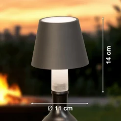 LED-Flaschenlampe Fiocco, sandgrau, CCT, IP54, dimmbar