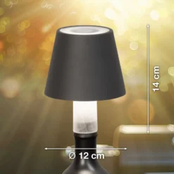 LED-Flaschenlampe Fiocco, sandgrau, RGBW, IP54, dimmbar