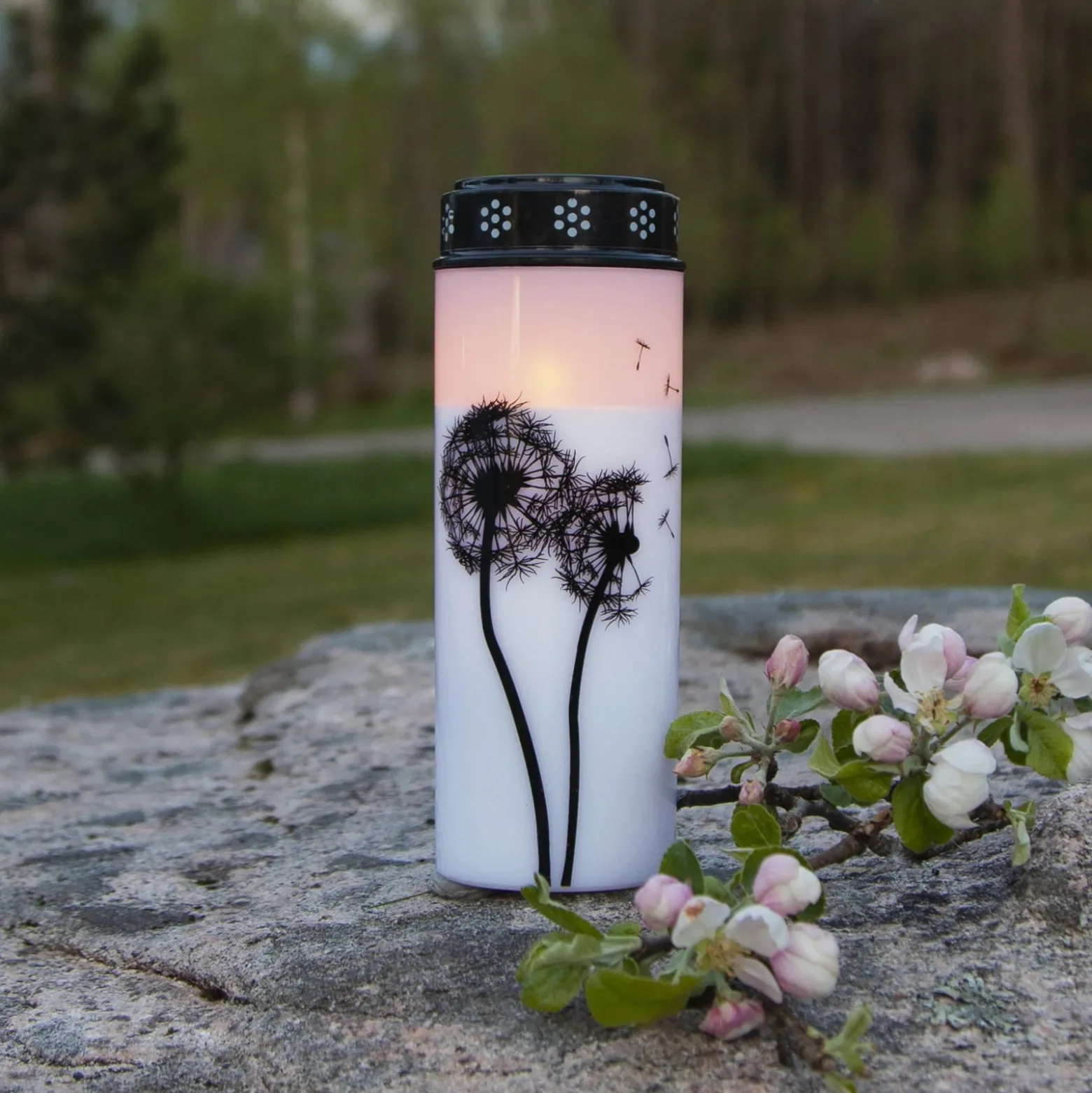 LED-Grablicht Dandelion, 21 cm weiß/schwarz Plastik Batterie